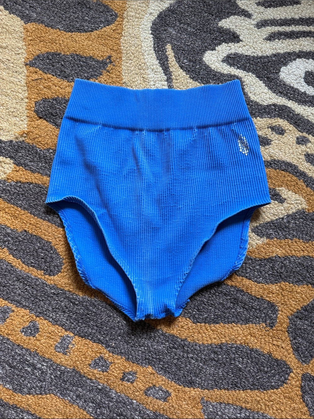 Kids High-Waist Ribbed Briefs in Bright Blue free people